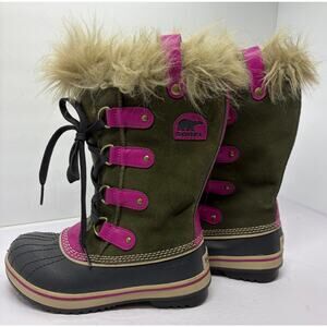 Sorel Boots Youth Girls Size 2 Joan of Arctic Suede Waterproof Faux Fur Boots